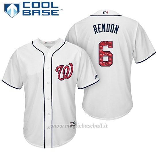Maglia Baseball Uomo Washington Nationals 2017 Estrellas y Rayas Anthony Rendon Bianco Cool Base